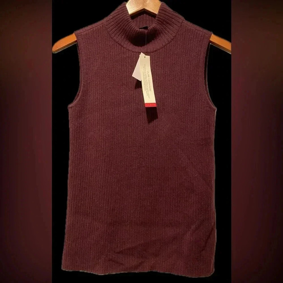 Talbots 100% Cashmere Ribbed Turtleneck Shell Sweater Burgundy Women’s Small NWT - Picture 9 of 15